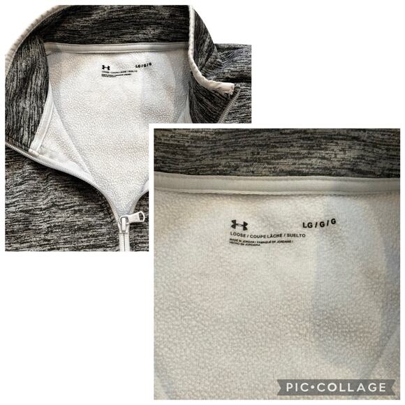 Bundle (2) Under Armour 1/4 Zip Loose Fit Heathered Gray & Green Men's Large - Picture 7 of 7